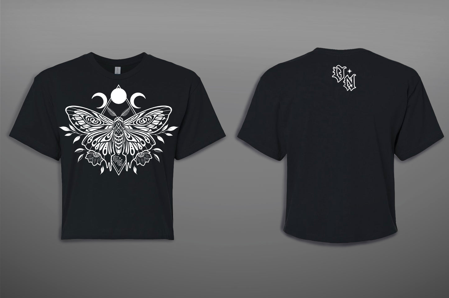 Moth Crop Top T-Shirt Black