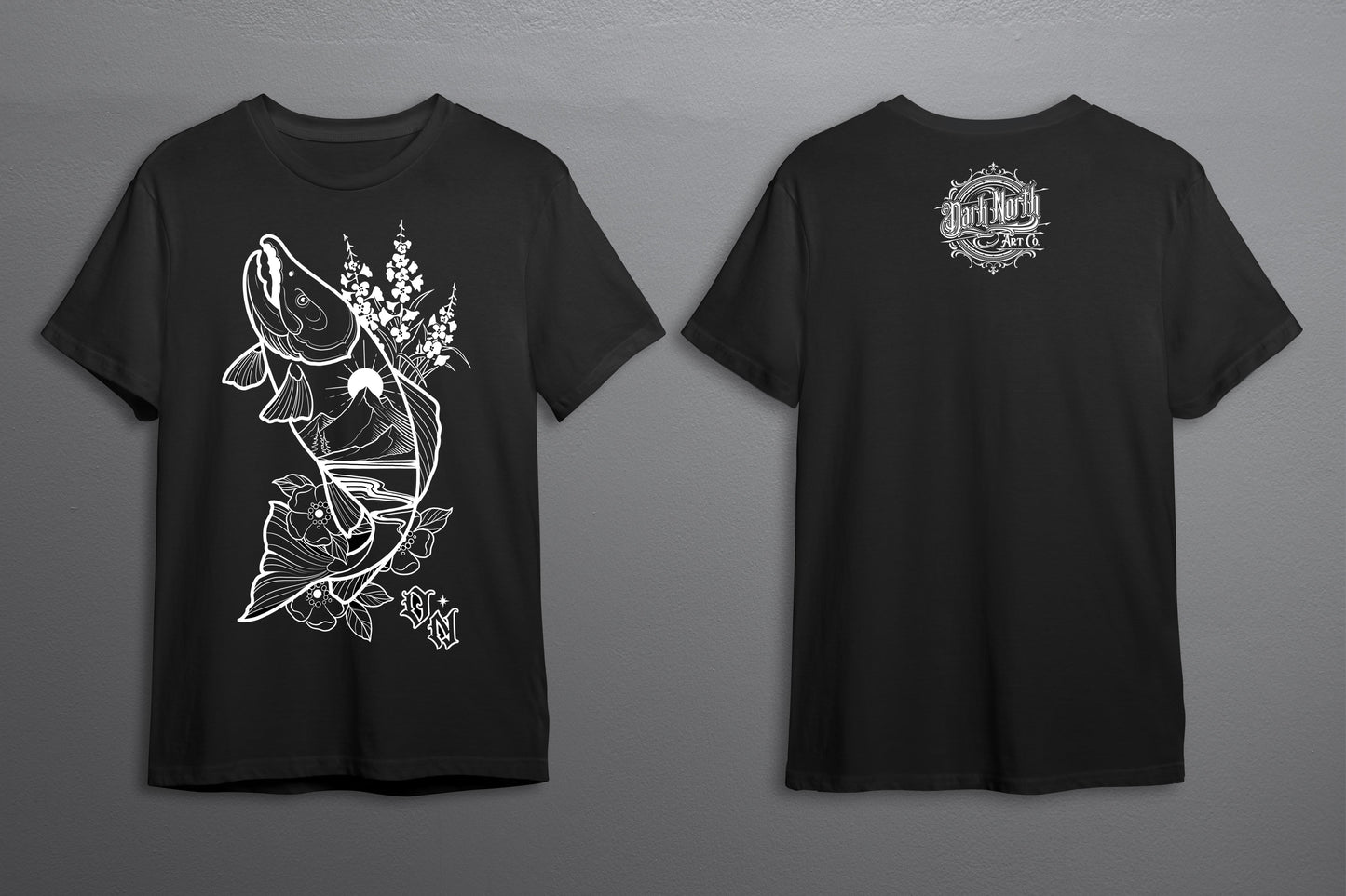 Summer Salmon T-Shirt Black