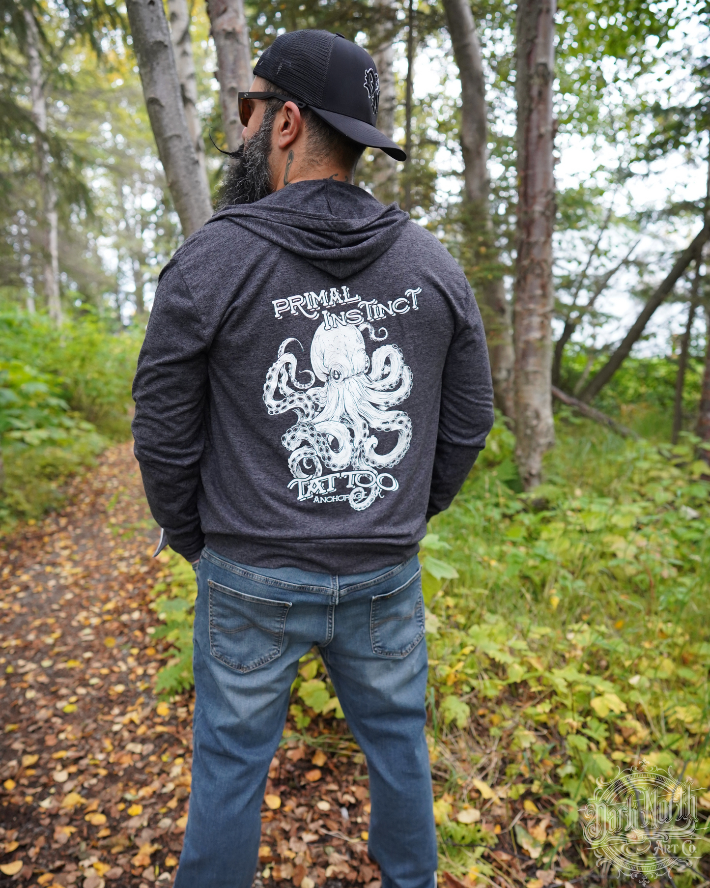 Primal Instinct Tattoo Grey Lightweight zip up