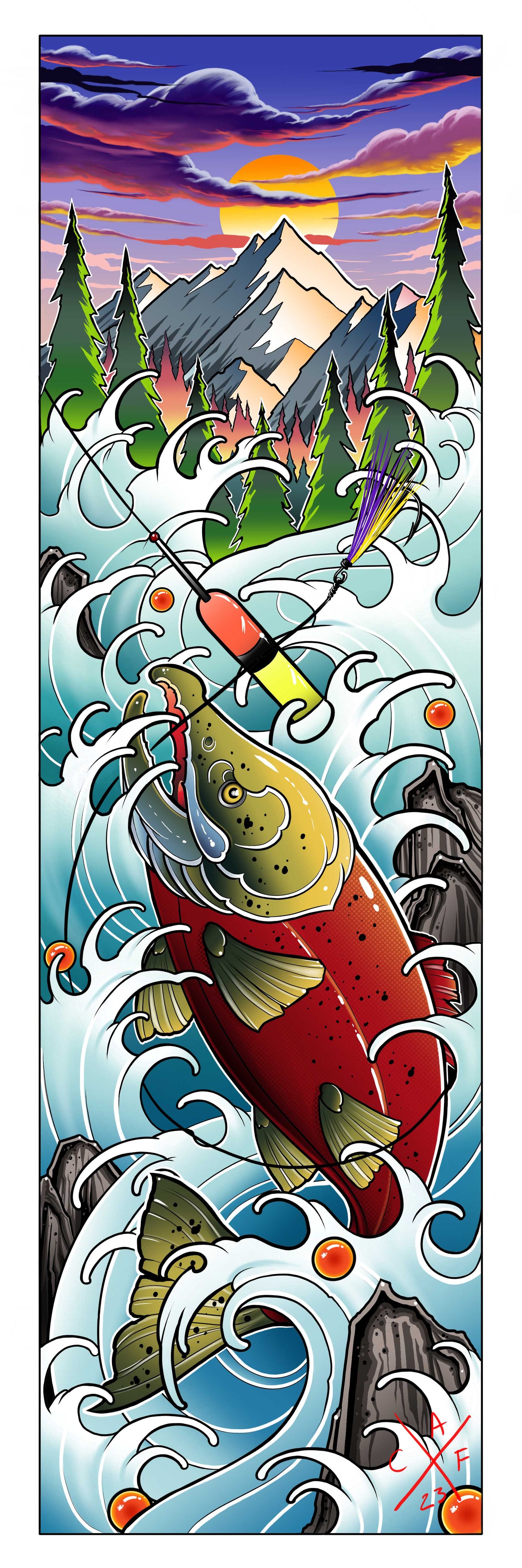 Determination Salmon Fine Art Print 12x36