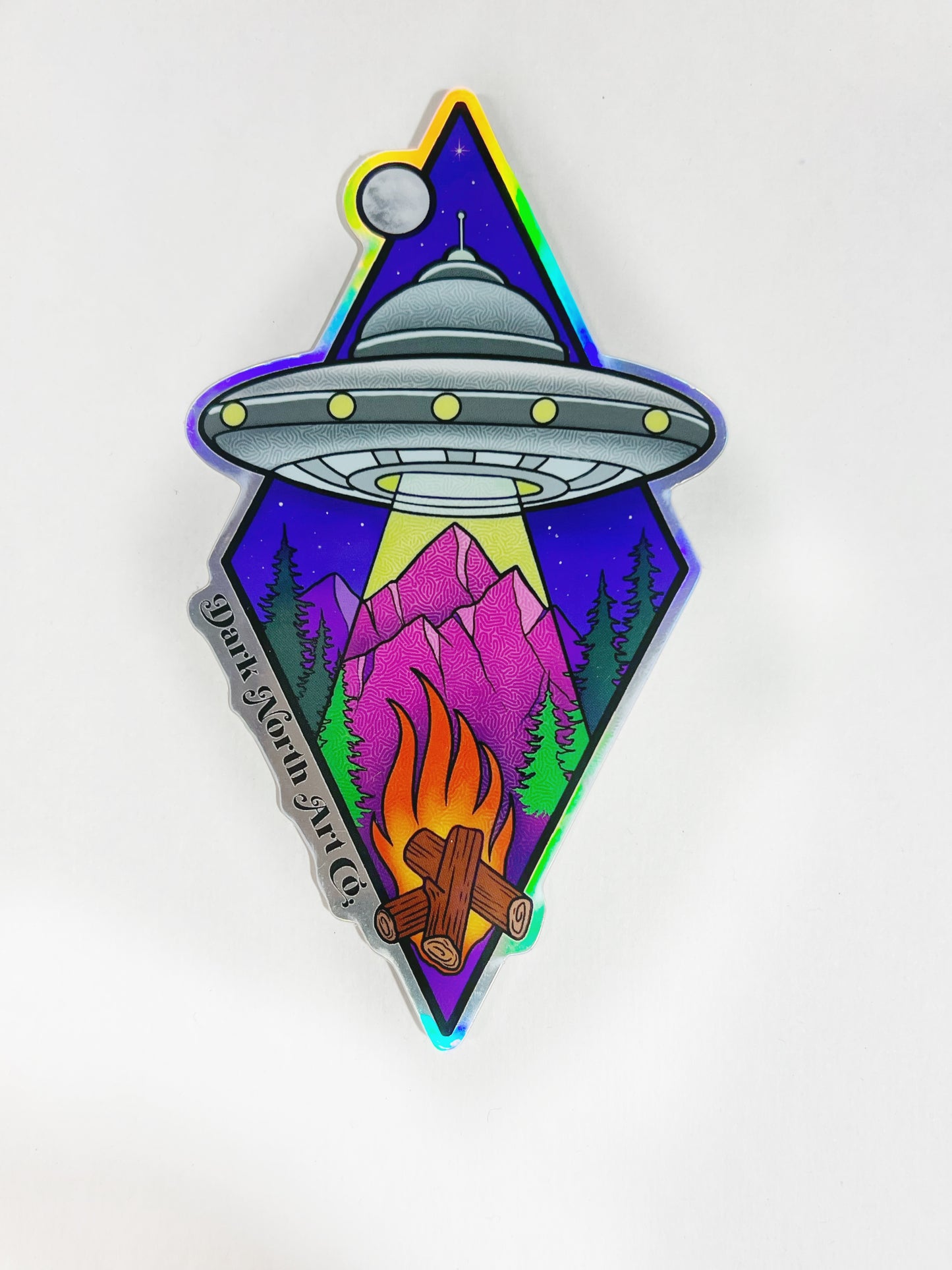 Alaska UFO holographic sticker 3x5