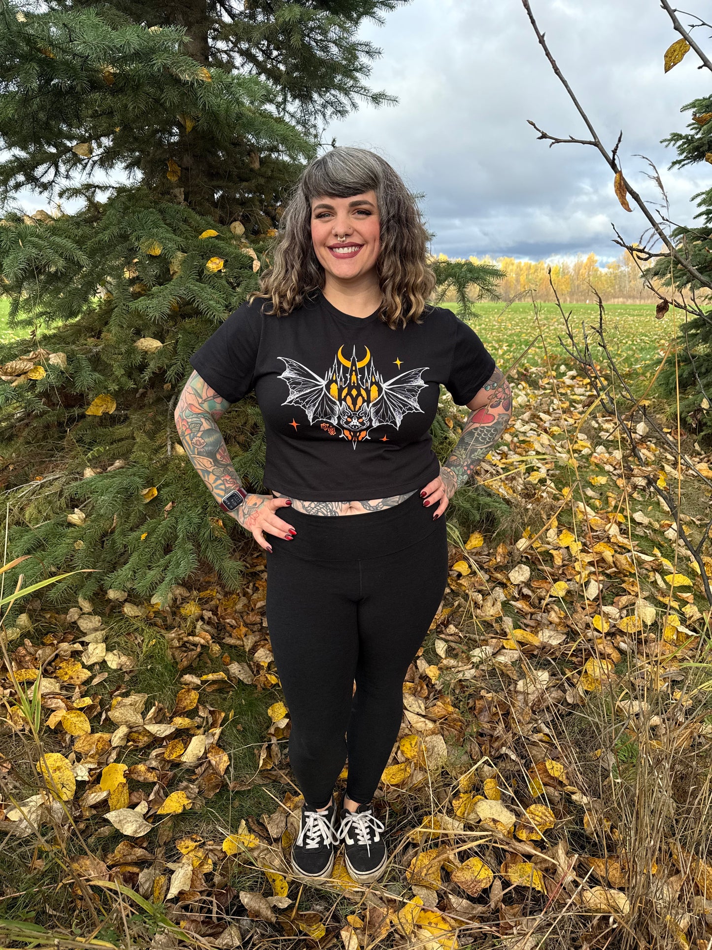 Halloween Edition Bat Crop Top T-shirt