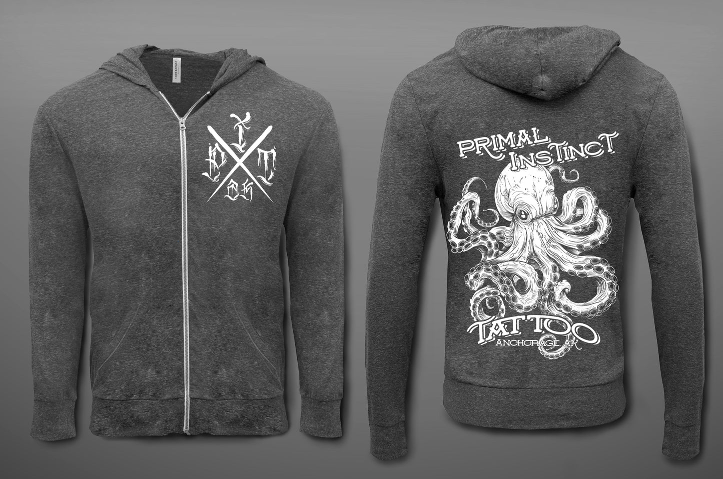 Primal Instinct Tattoo Grey Lightweight zip up