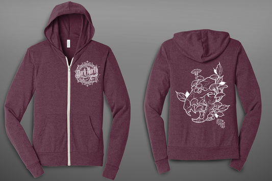 Bear Skull Lightweight Hoodie Maroon