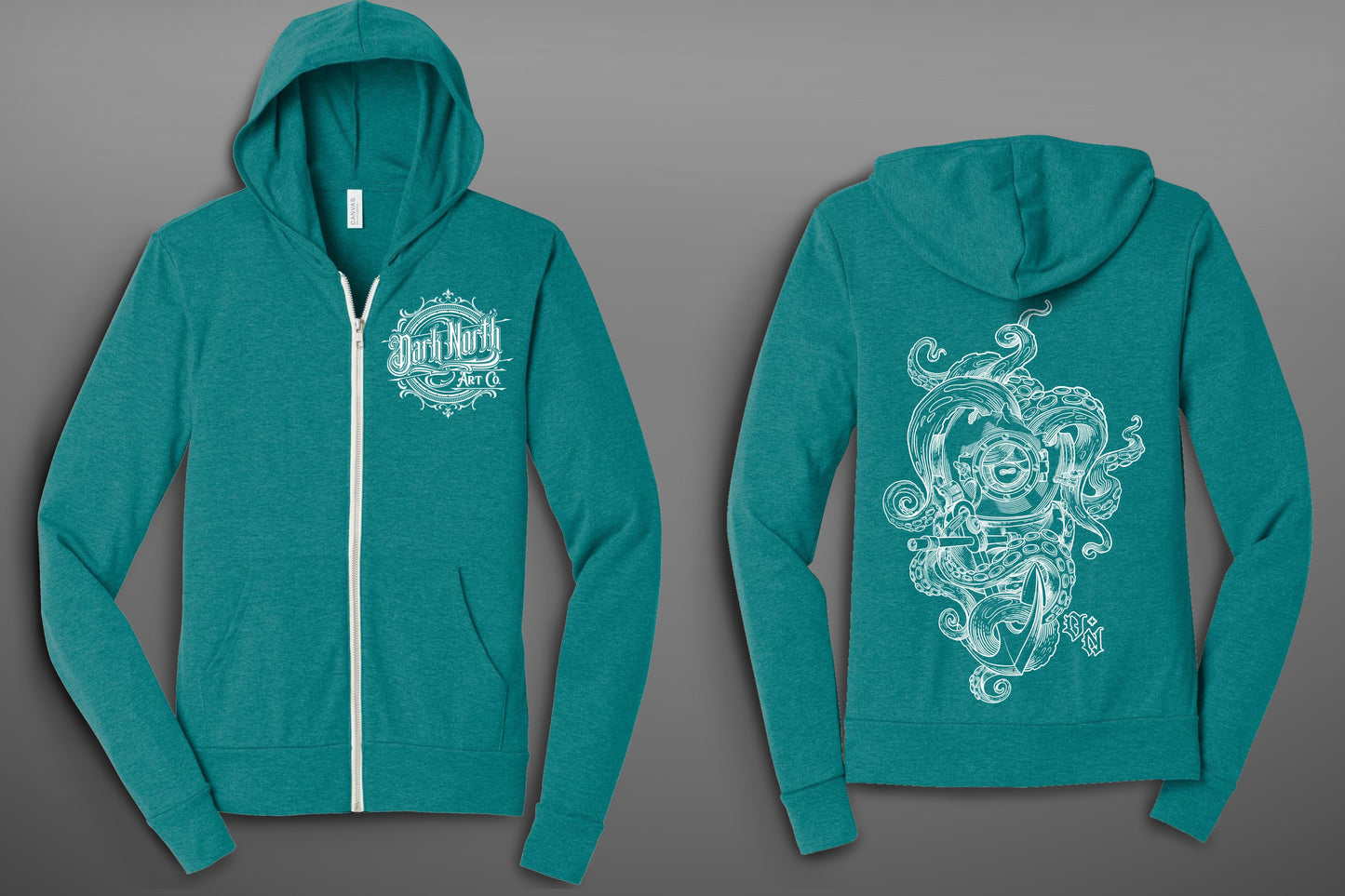 Octopus Diver Lightweight Hoodie Teal