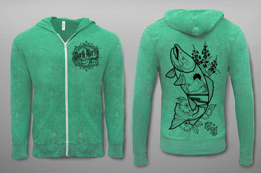 Summer Salmon Lightweight Hoodie Green